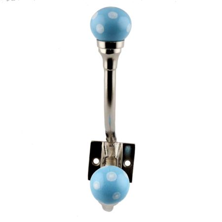 Turquoise Dotted Ceramic Iron Hooks